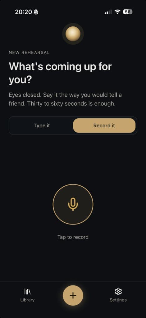Foreself voice-recording intake screen