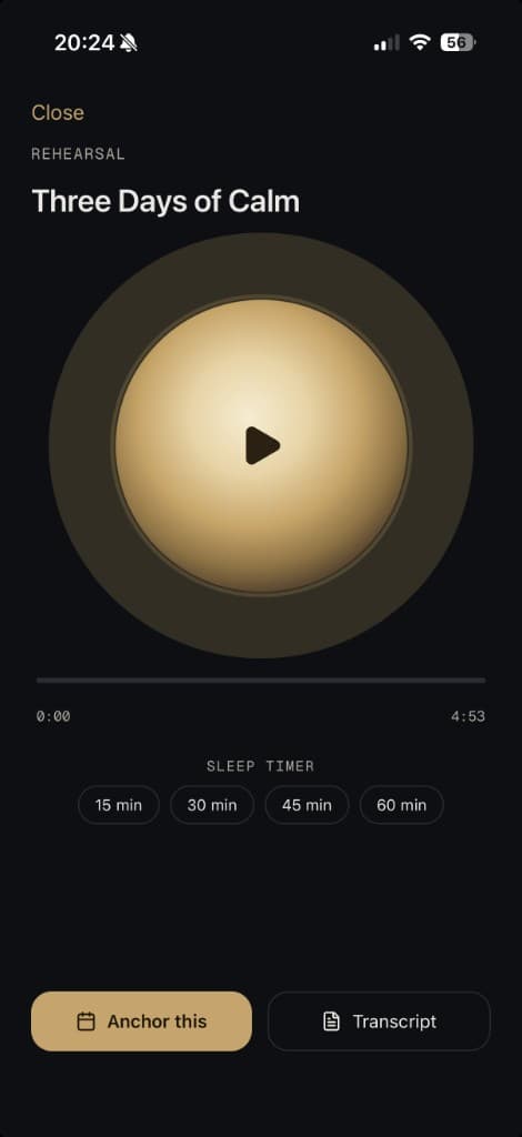 Foreself rehearsal player screen